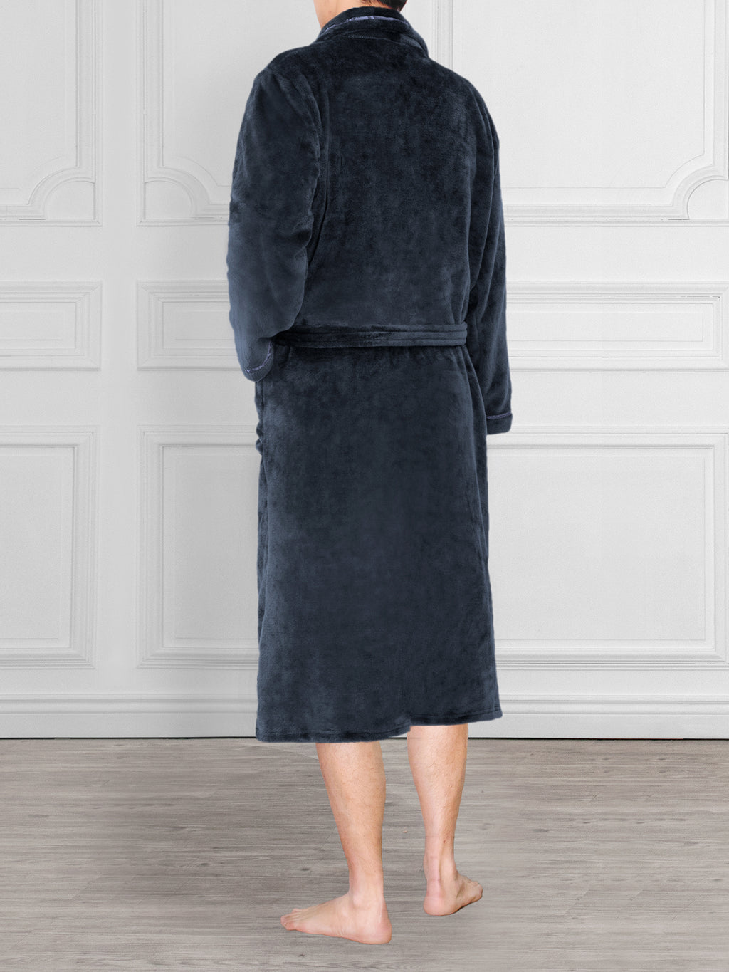 Men's Satin Trim Fleece Robe