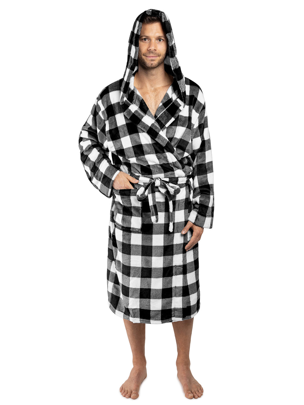 Men's Checkered Robe with Hood – PAVILIA