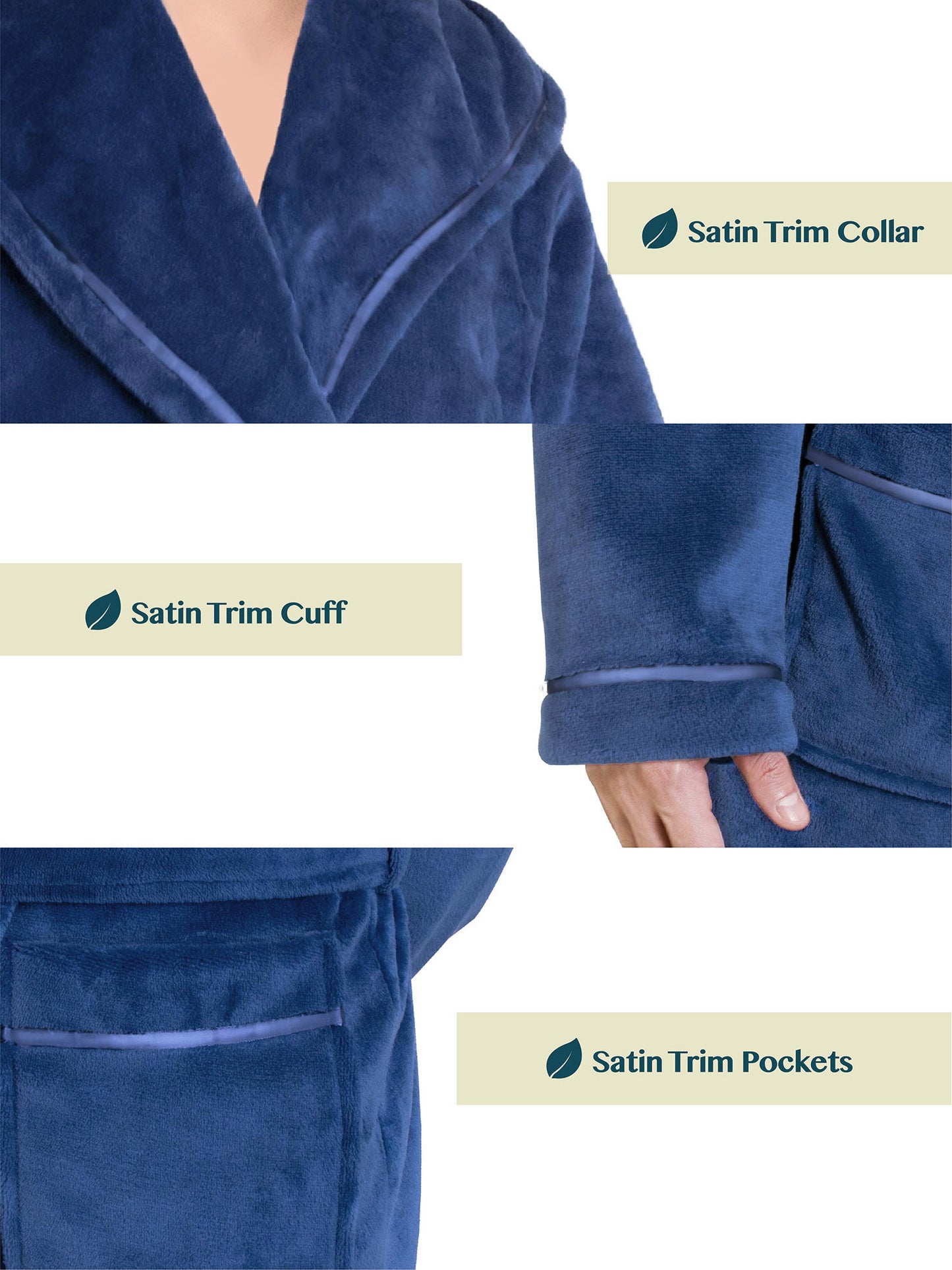 Men's Satin Trim Fleece Robe with Hood
