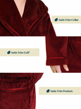 Men's Satin Trim Fleece Robe with Hood