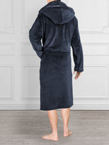 Men's Satin Trim Fleece Robe with Hood