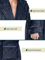 Men's Satin Trim Fleece Robe with Hood