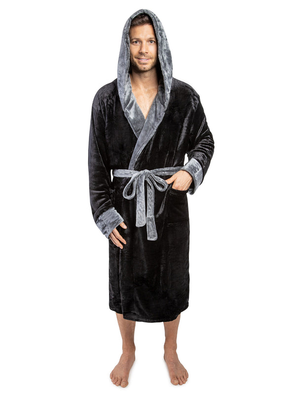 Men's Two-Tone Fleece Robe with Hood