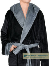 Men's Two-Tone Fleece Robe with Hood