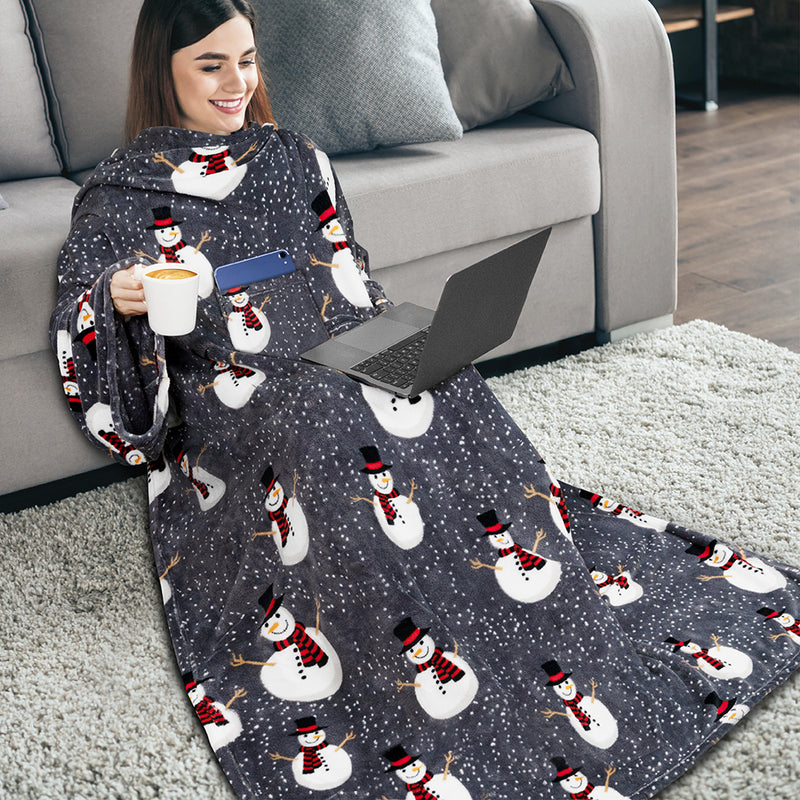 Blanket with Sleeves - Patch Pocket