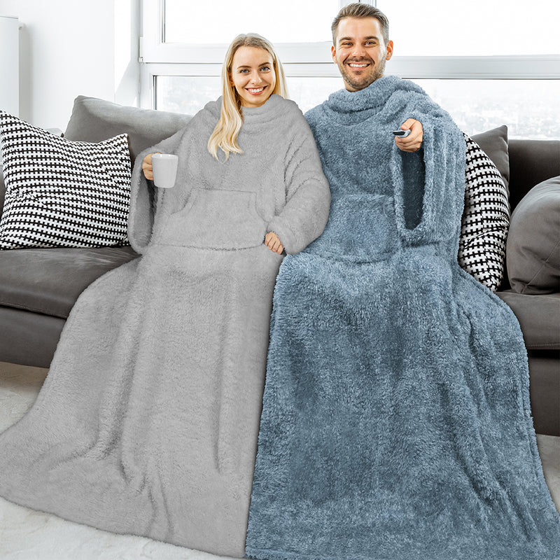 Sherpa Fluffy Blanket with Sleeves