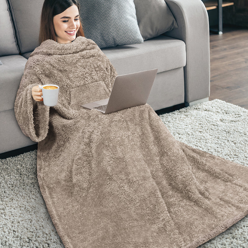 Sherpa Fluffy Blanket with Sleeves