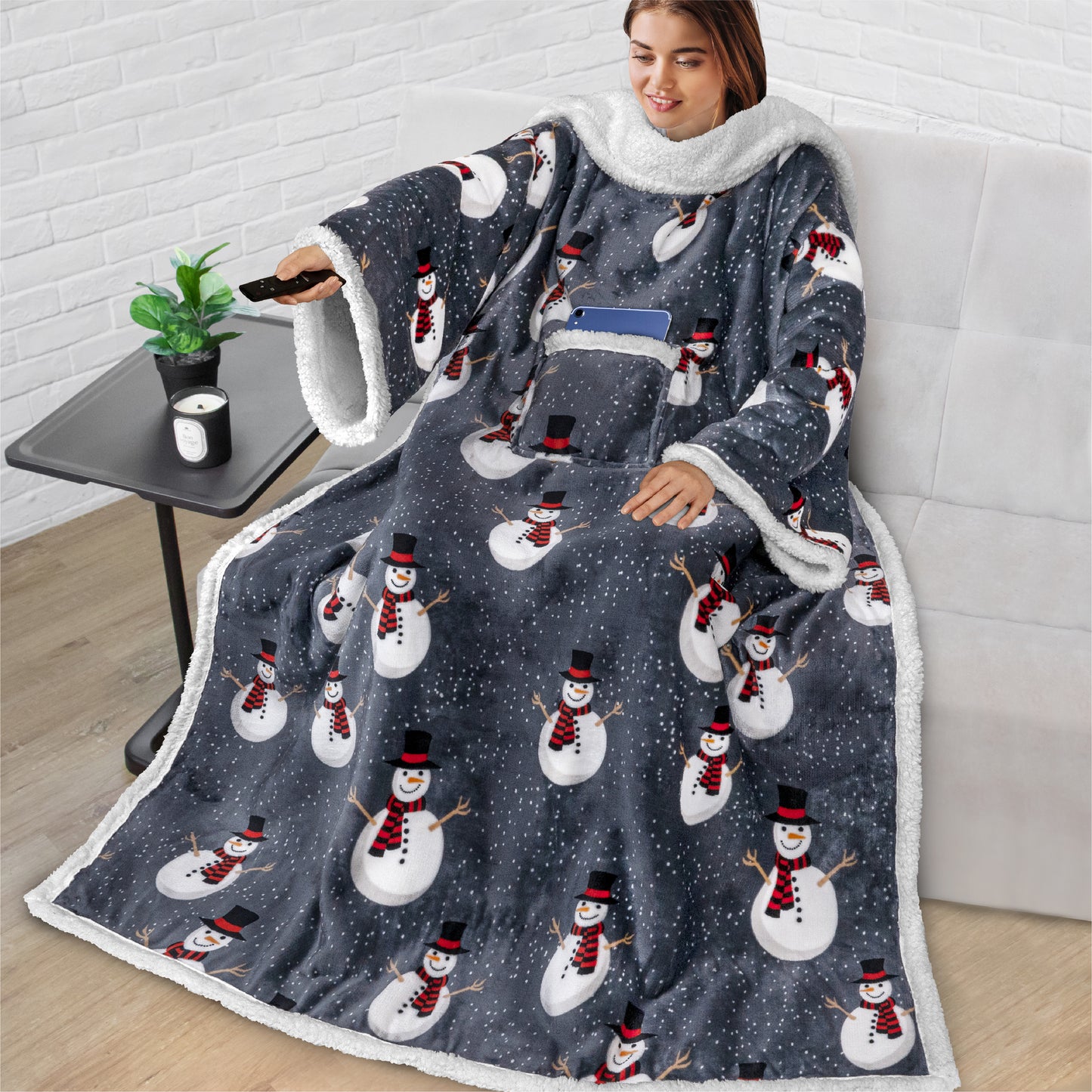 Blanket with Sleeves - Patch Pocket