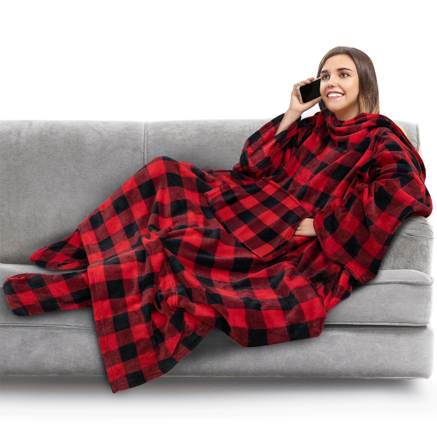 Blanket with Sleeves - Foot Pockets