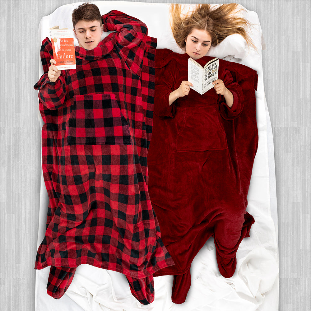 Blanket with Sleeves - Foot Pockets