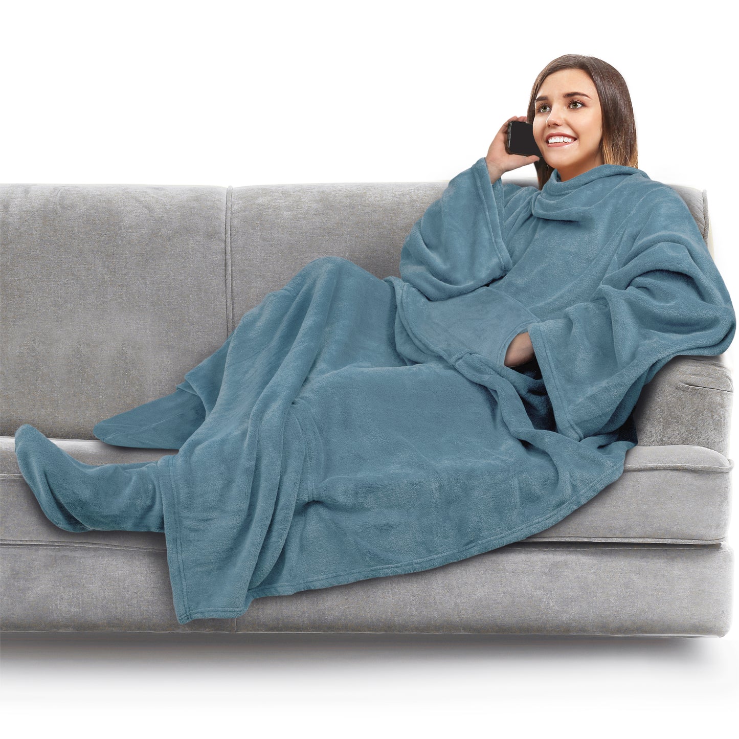 Blanket with Sleeves - Foot Pockets