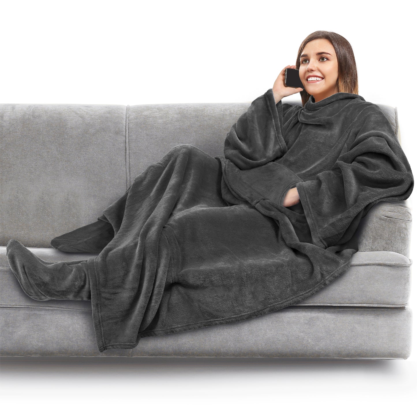 Blanket with Sleeves - Foot Pockets