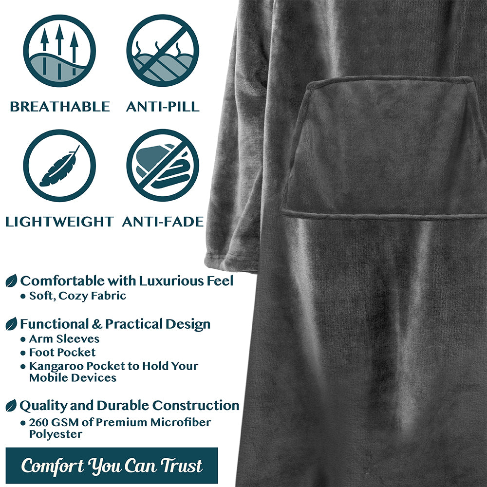 Blanket with Sleeves - Foot Pockets