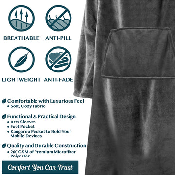 Blanket with Sleeves - Foot Pockets