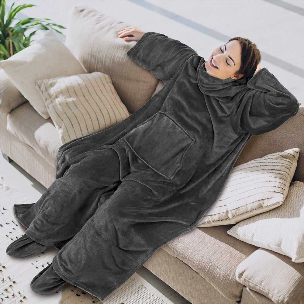 Blanket with Sleeves - Foot Pockets