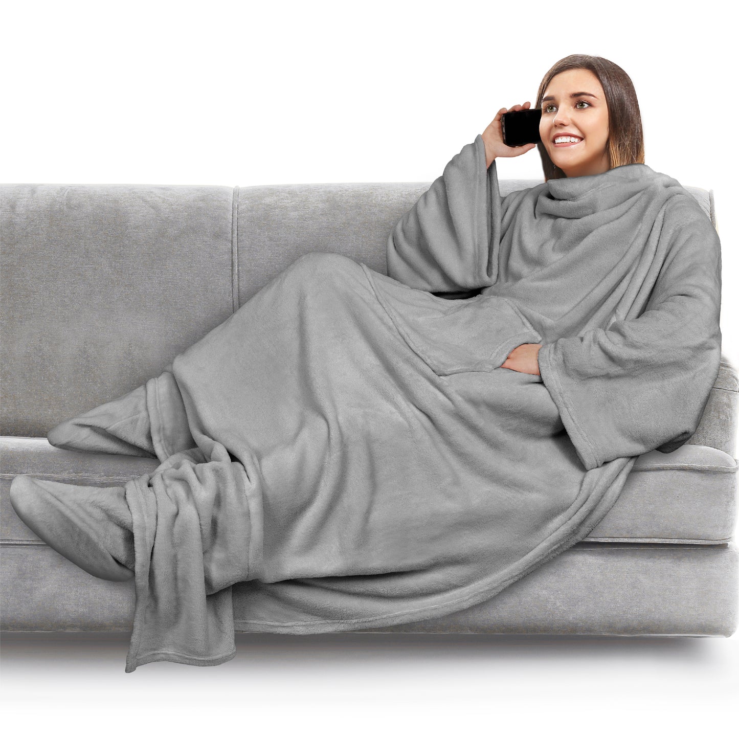 Blanket with Sleeves - Foot Pockets