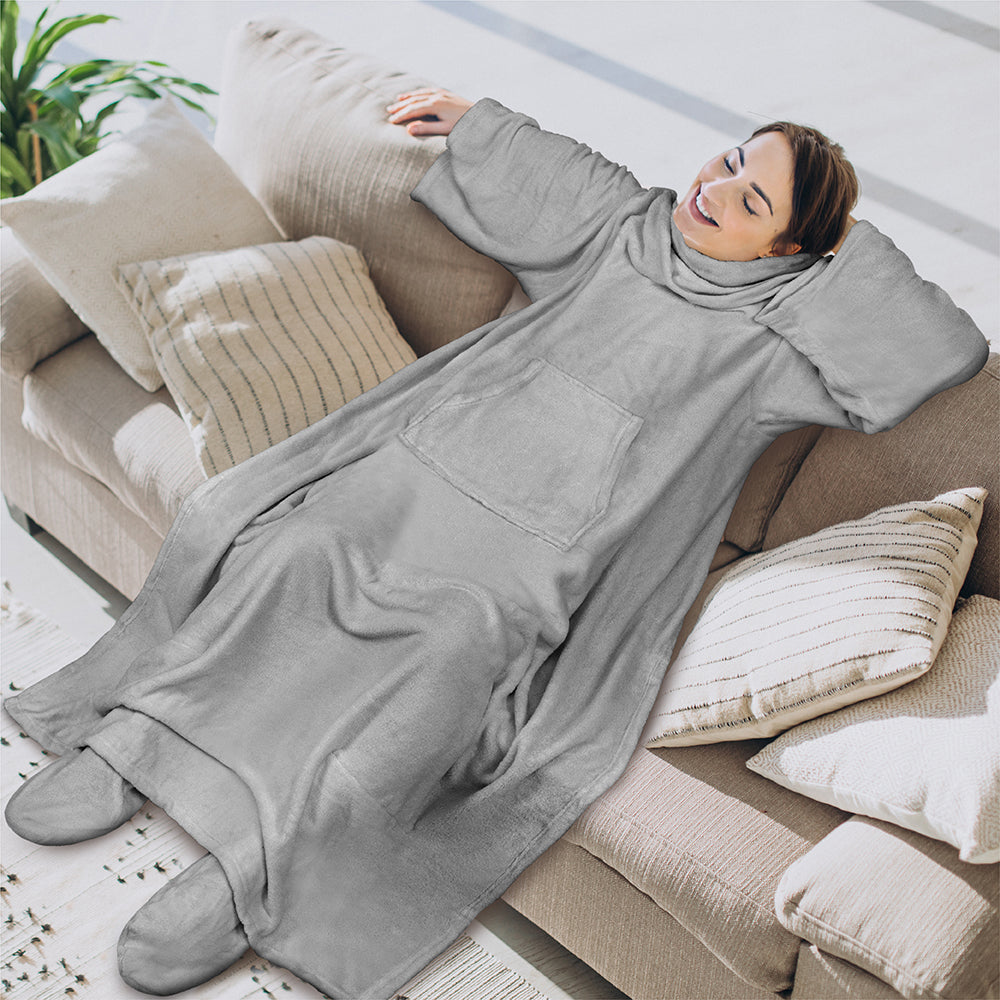 Blanket with Sleeves - Foot Pockets