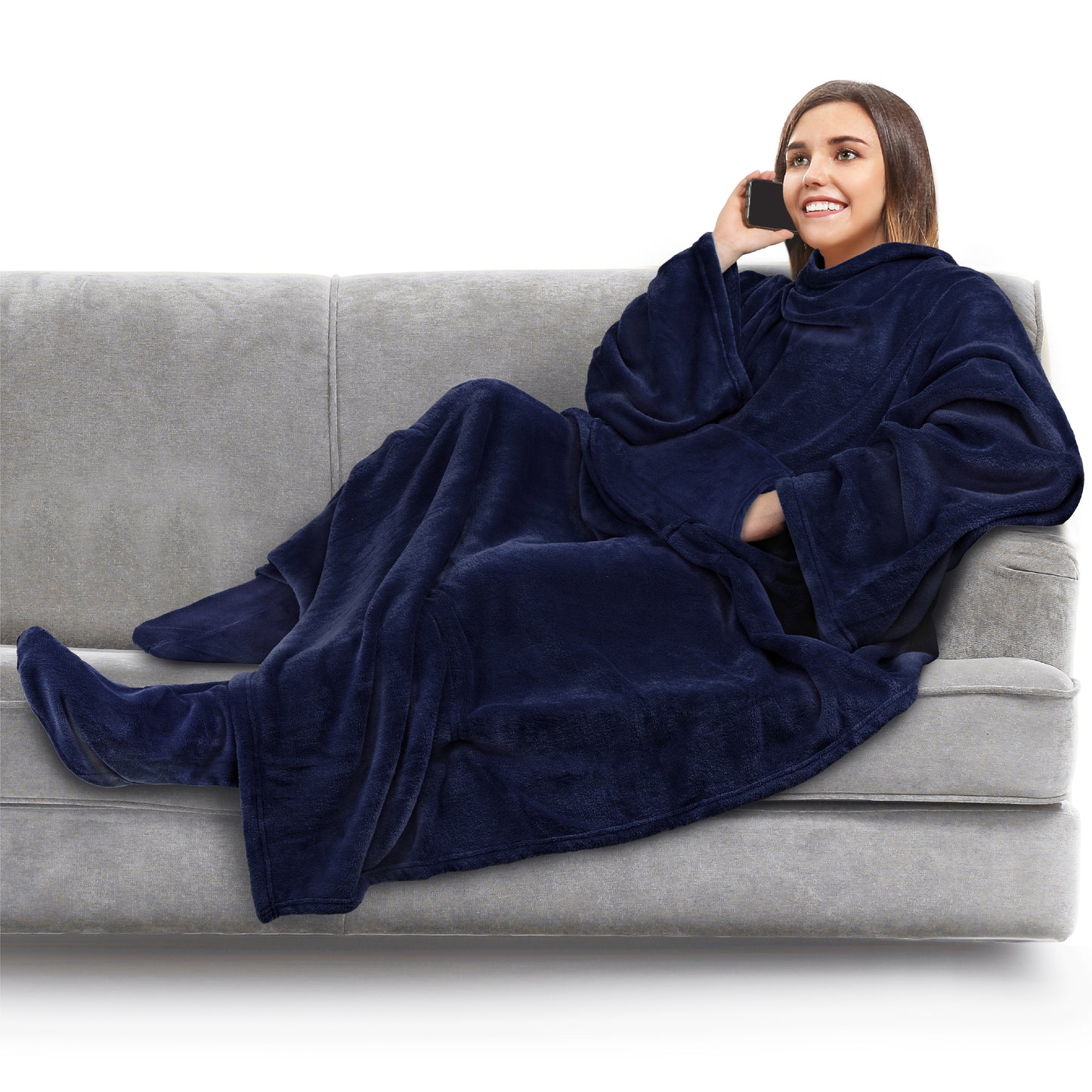 Blanket with Sleeves - Foot Pockets