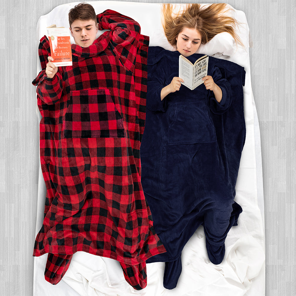 Blanket with Sleeves - Foot Pockets