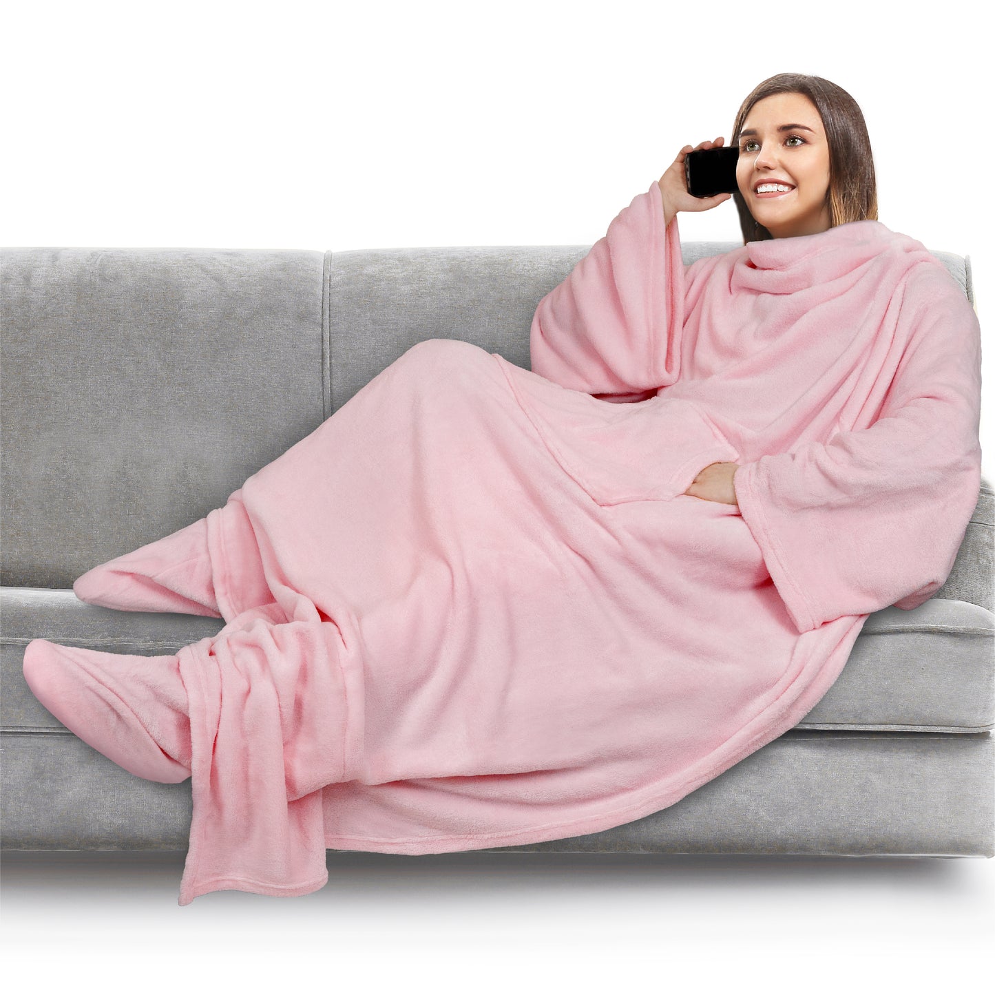 Blanket with Sleeves - Foot Pockets