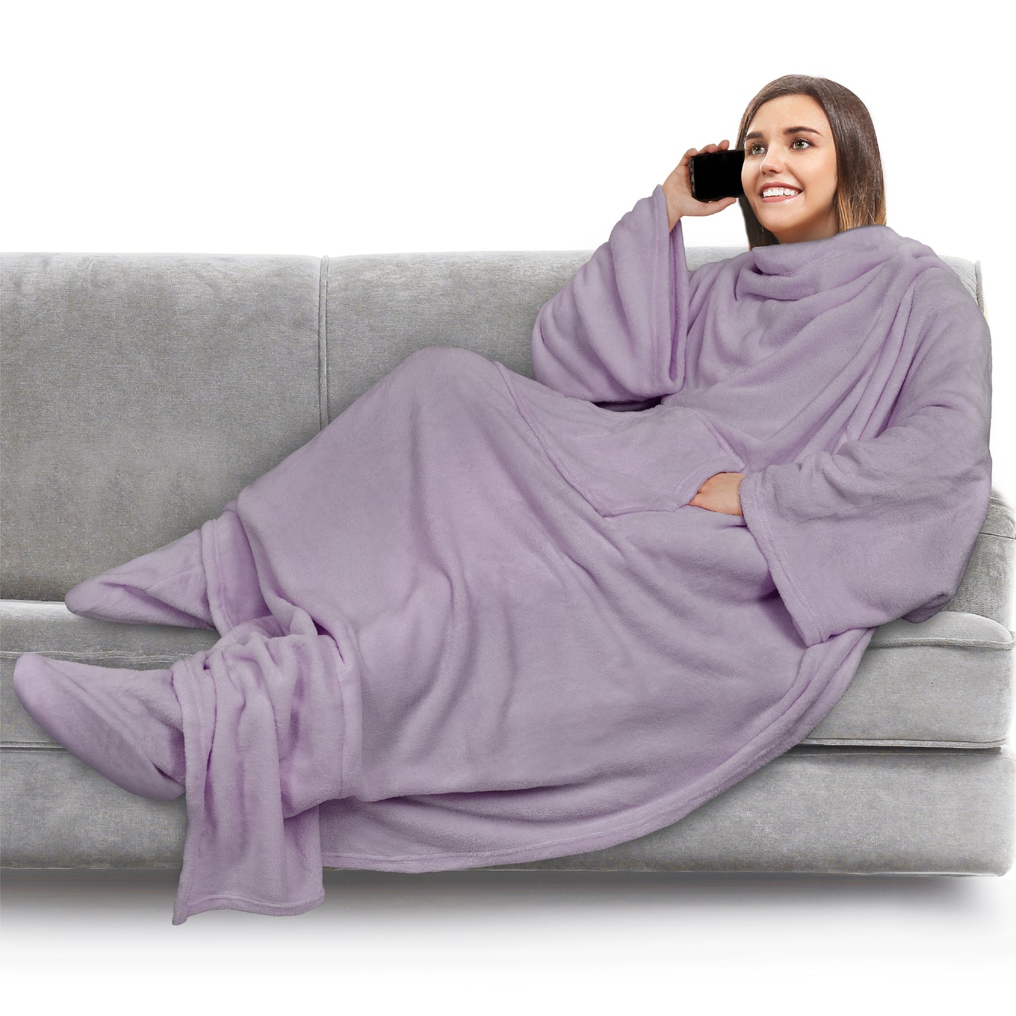 Blanket with Sleeves - Foot Pockets