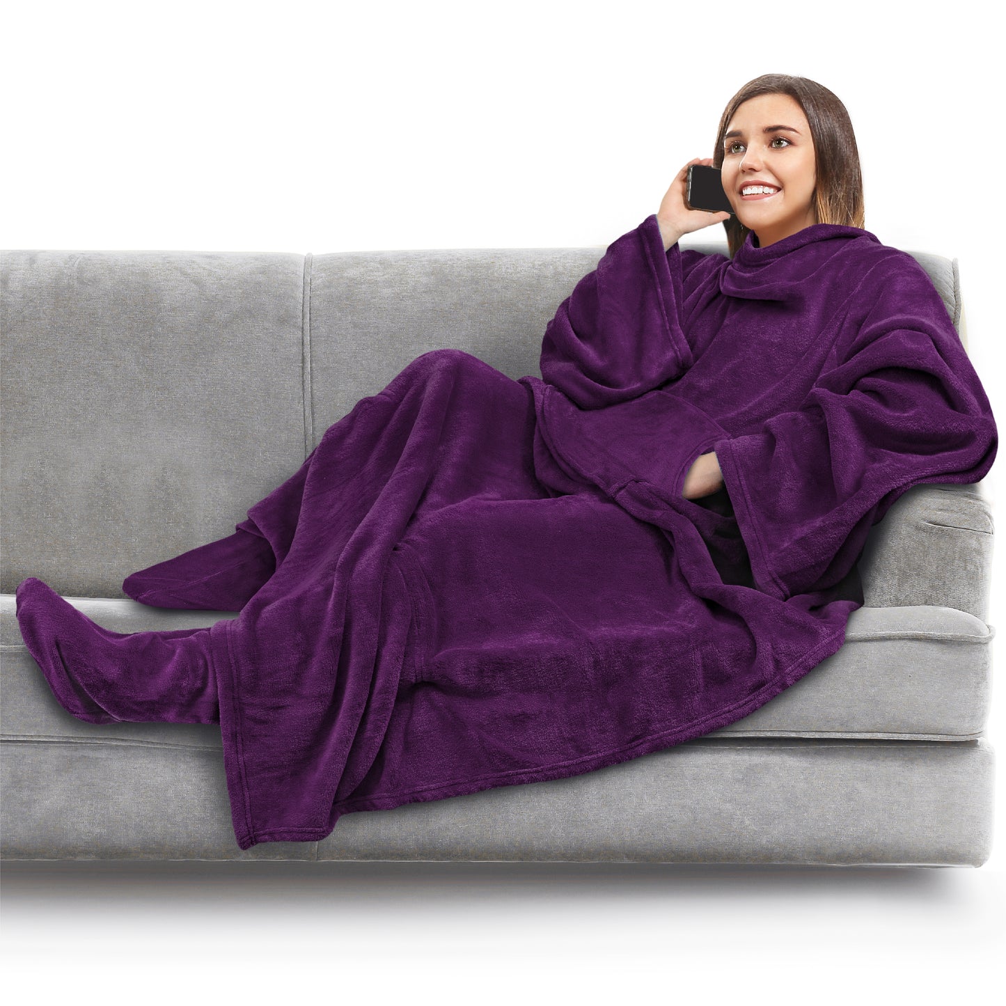 Blanket with Sleeves - Foot Pockets