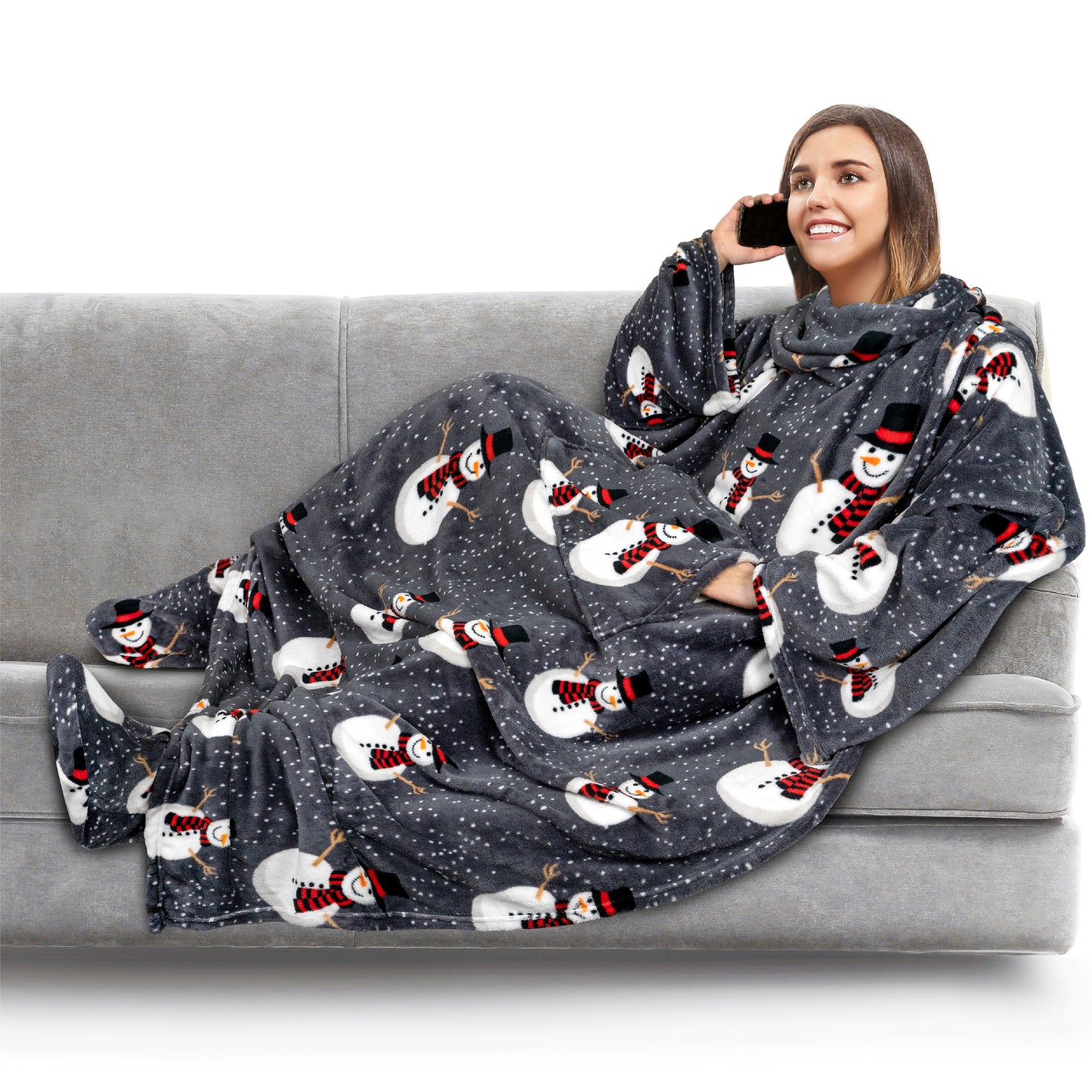 Blanket with Sleeves - Foot Pockets