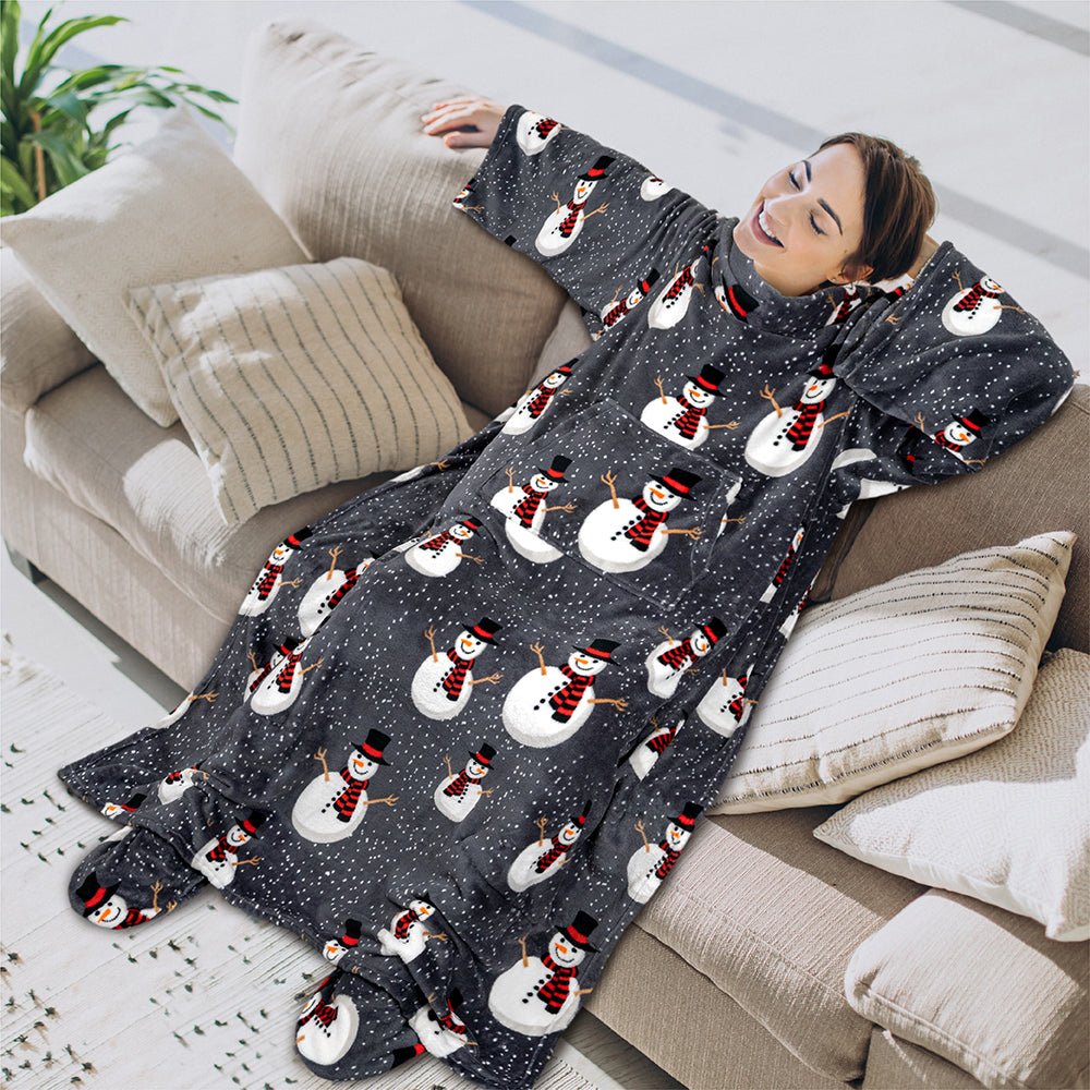 Blanket with Sleeves - Foot Pockets