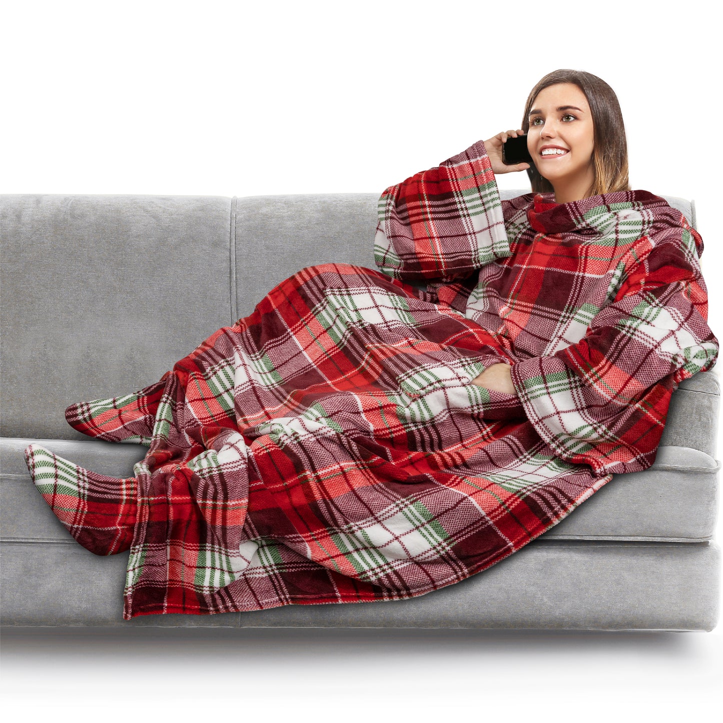 Blanket with Sleeves - Foot Pockets