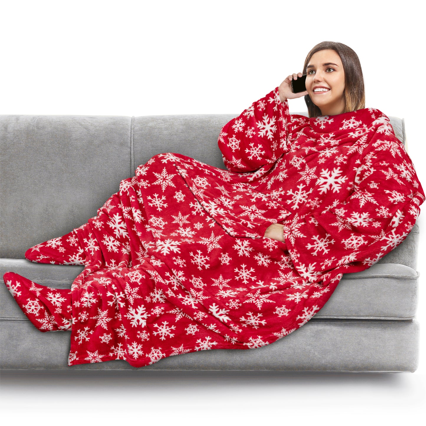 Blanket with Sleeves - Foot Pockets