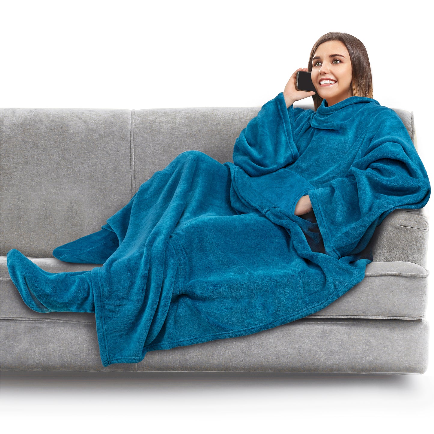 Blanket with Sleeves - Foot Pockets