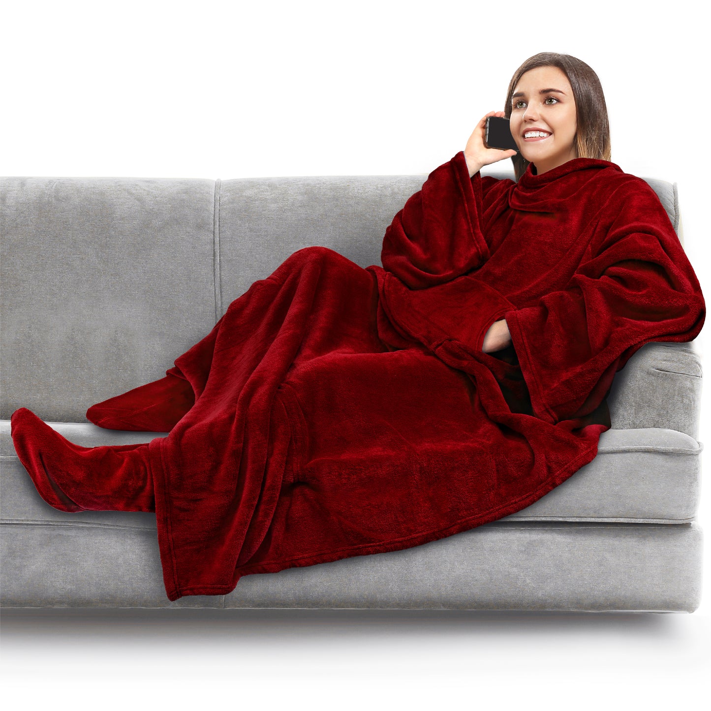 Blanket with Sleeves - Foot Pockets