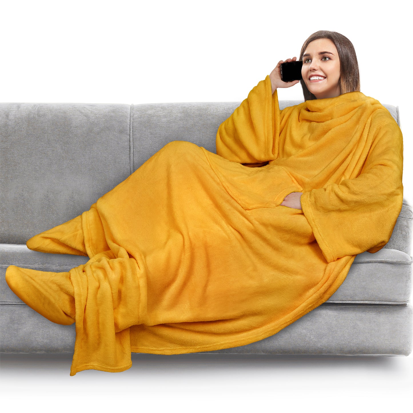 Blanket with Sleeves - Foot Pockets
