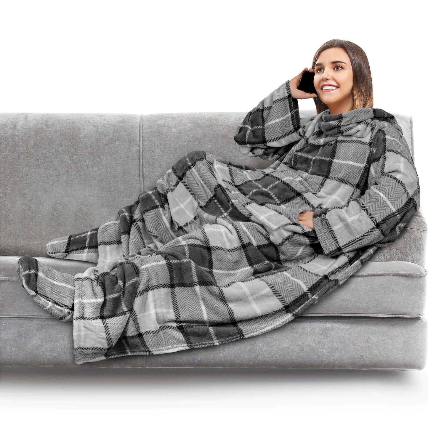 Blanket with Sleeves - Foot Pockets