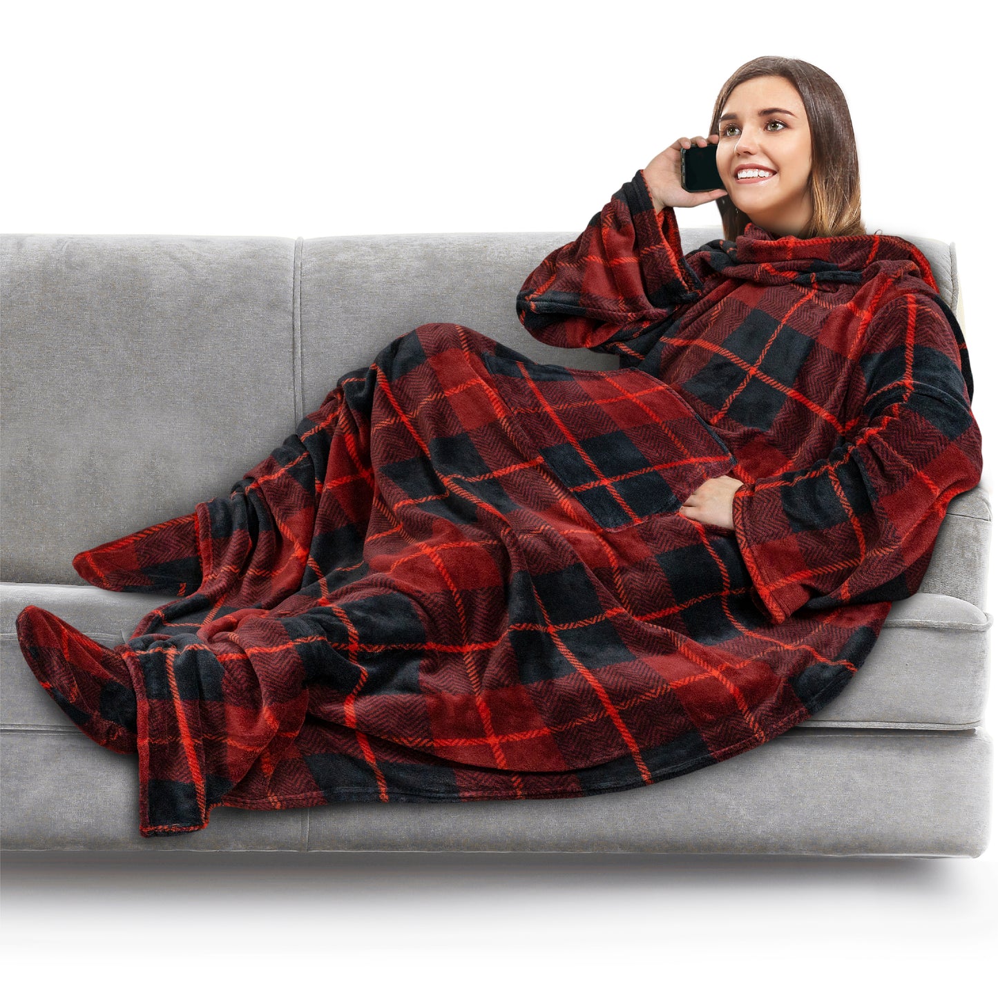 Blanket with Sleeves - Foot Pockets