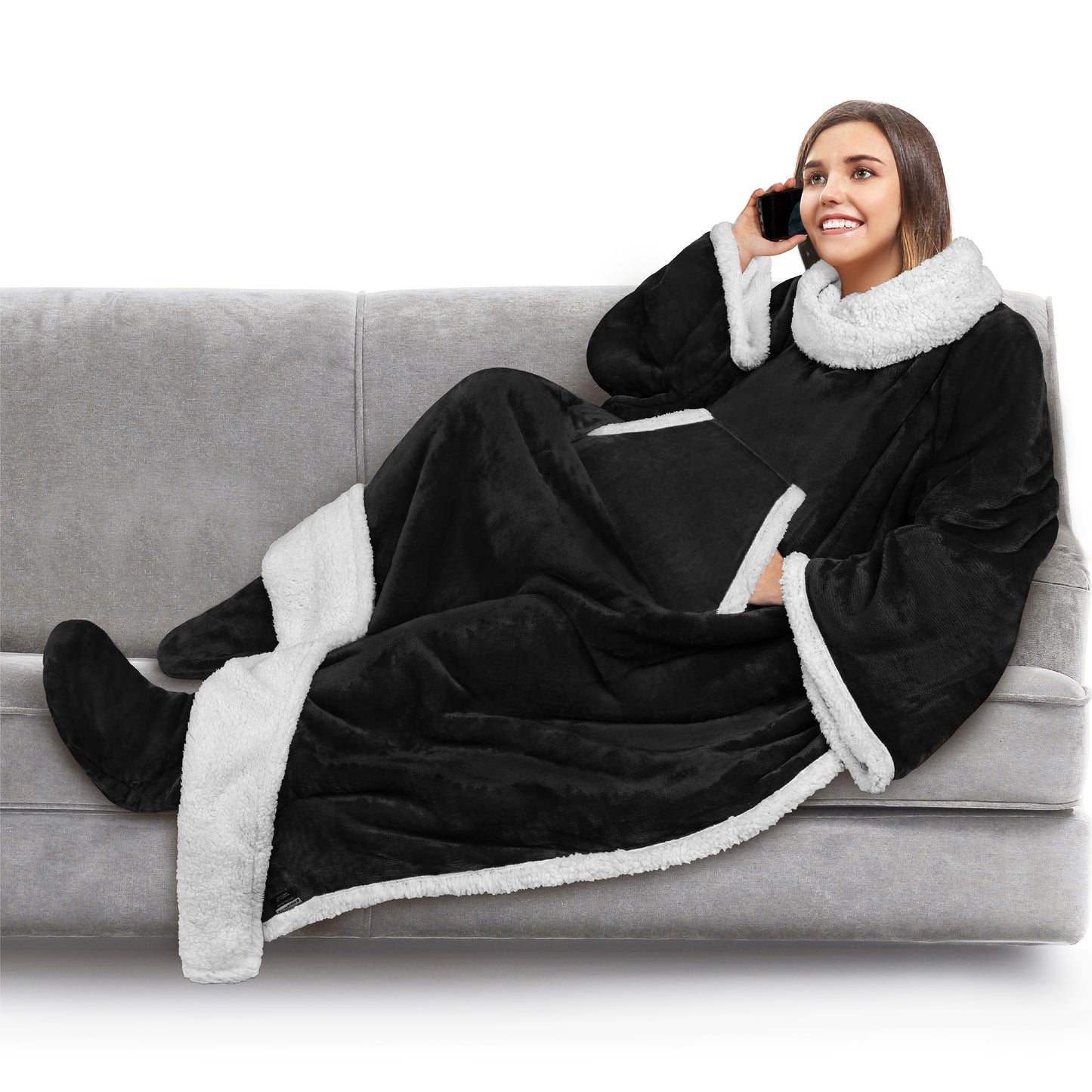 Blanket with Sleeves - Foot Pockets