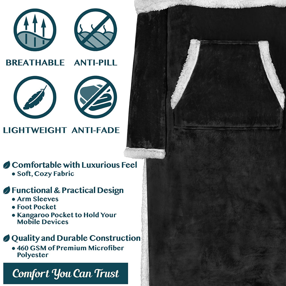 Blanket with Sleeves - Foot Pockets