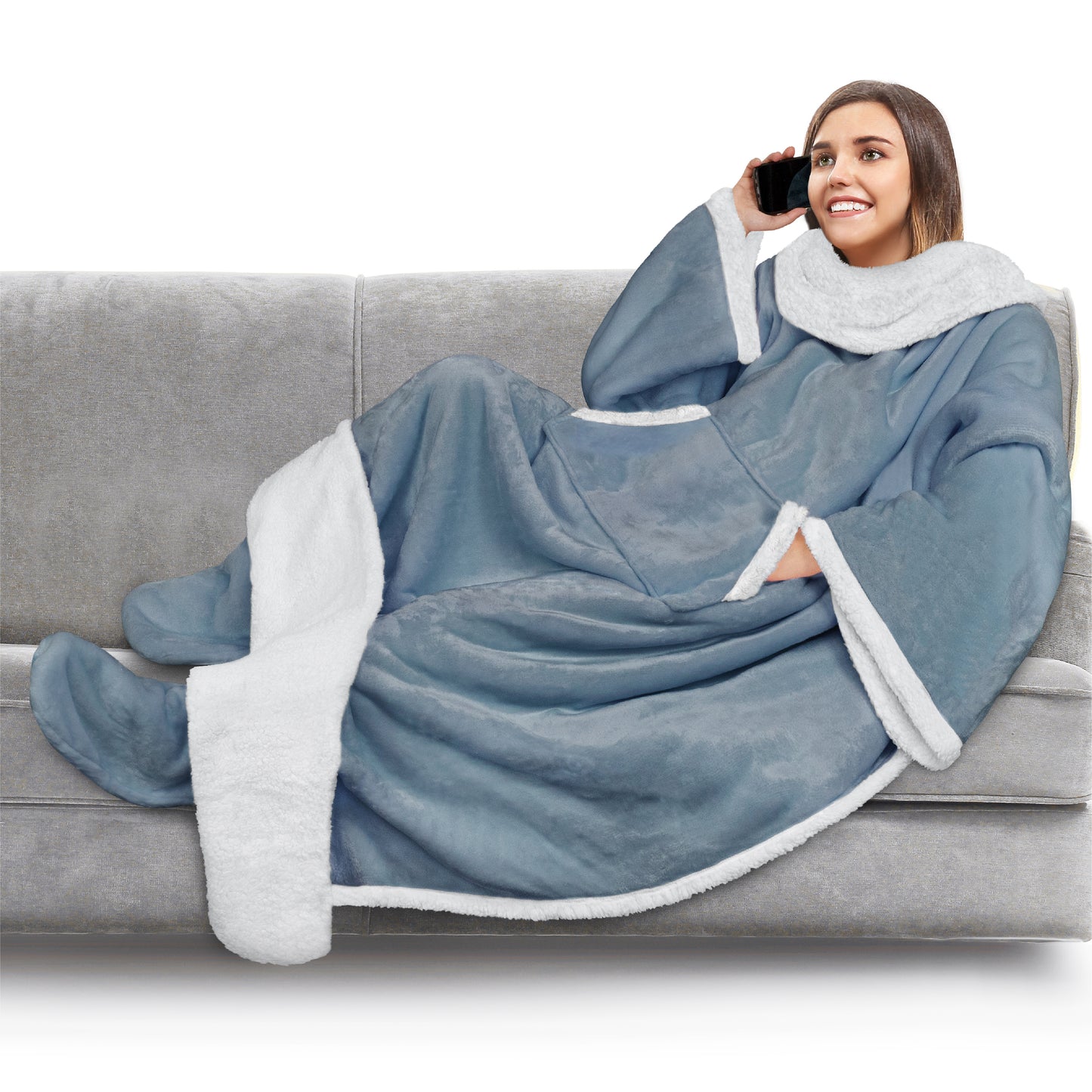 Blanket with Sleeves - Foot Pockets