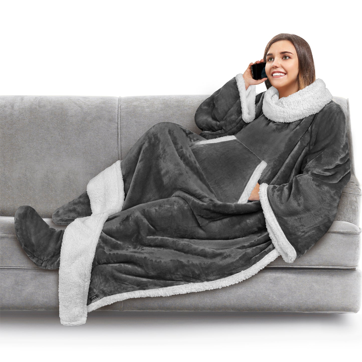 Blanket with Sleeves - Foot Pockets