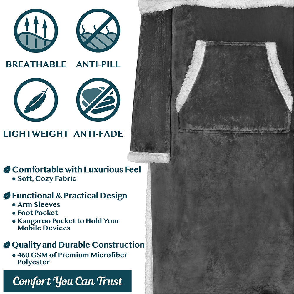 Blanket with Sleeves - Foot Pockets