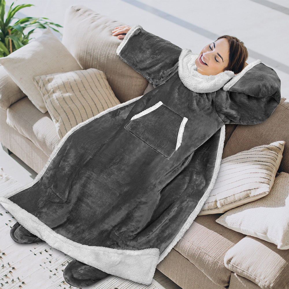 Blanket with Sleeves - Foot Pockets