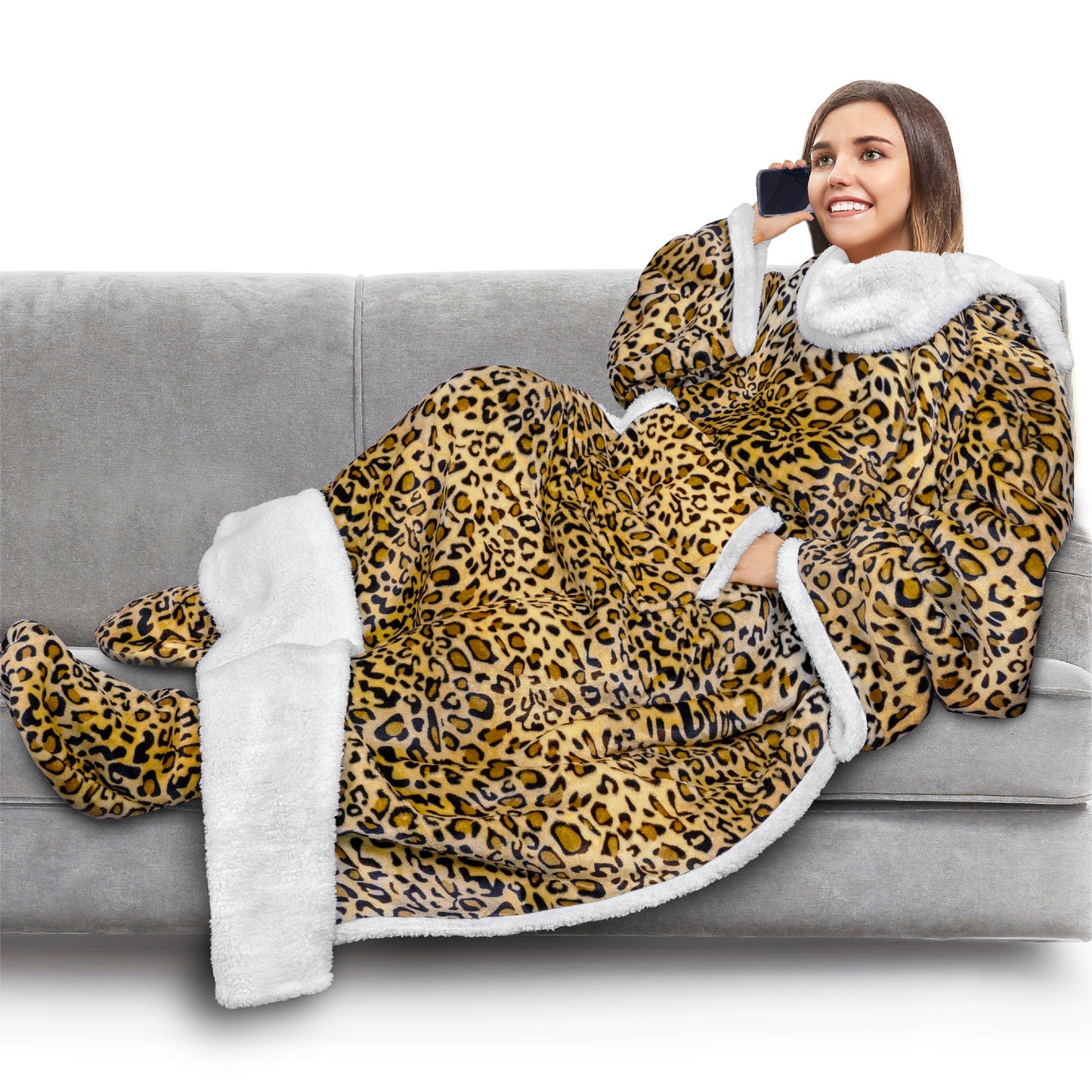Blanket with Sleeves - Foot Pockets