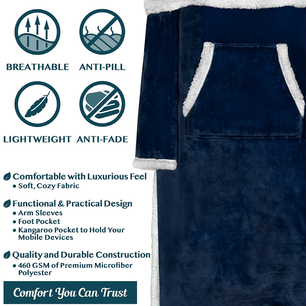 Blanket with Sleeves - Foot Pockets