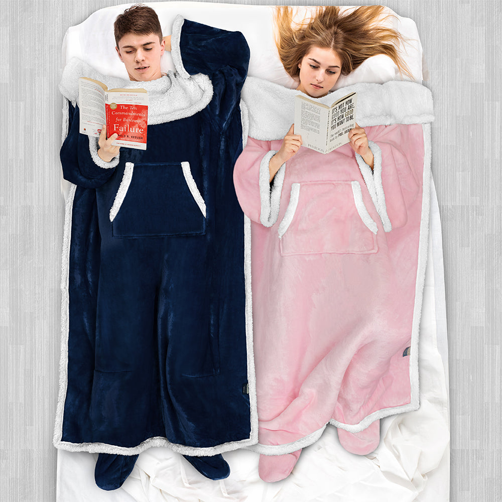 Blanket with Sleeves - Foot Pockets