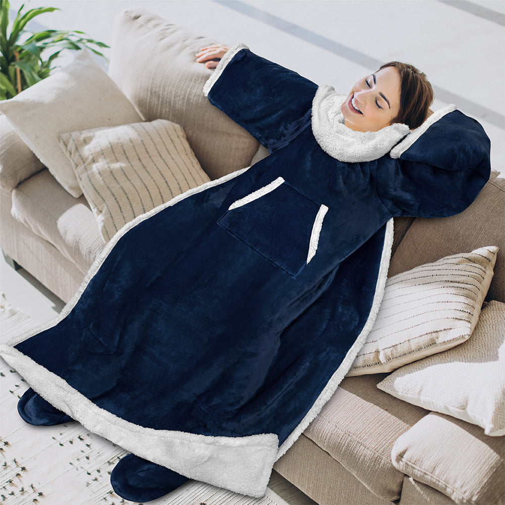 Blanket with Sleeves - Foot Pockets