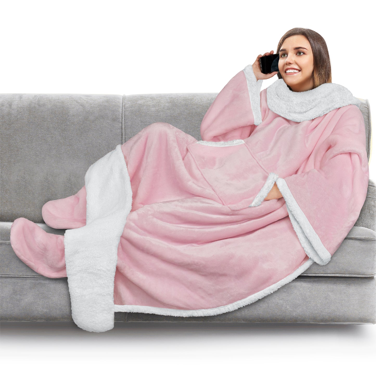 Blanket with Sleeves - Foot Pockets