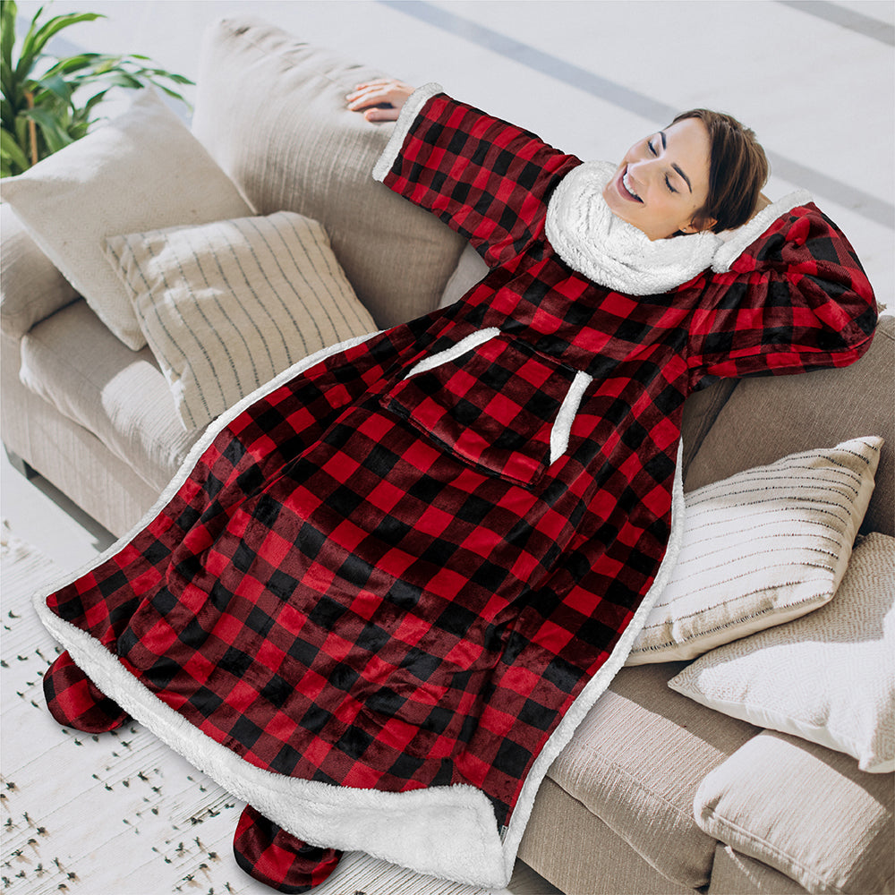 Blanket with Sleeves - Foot Pockets
