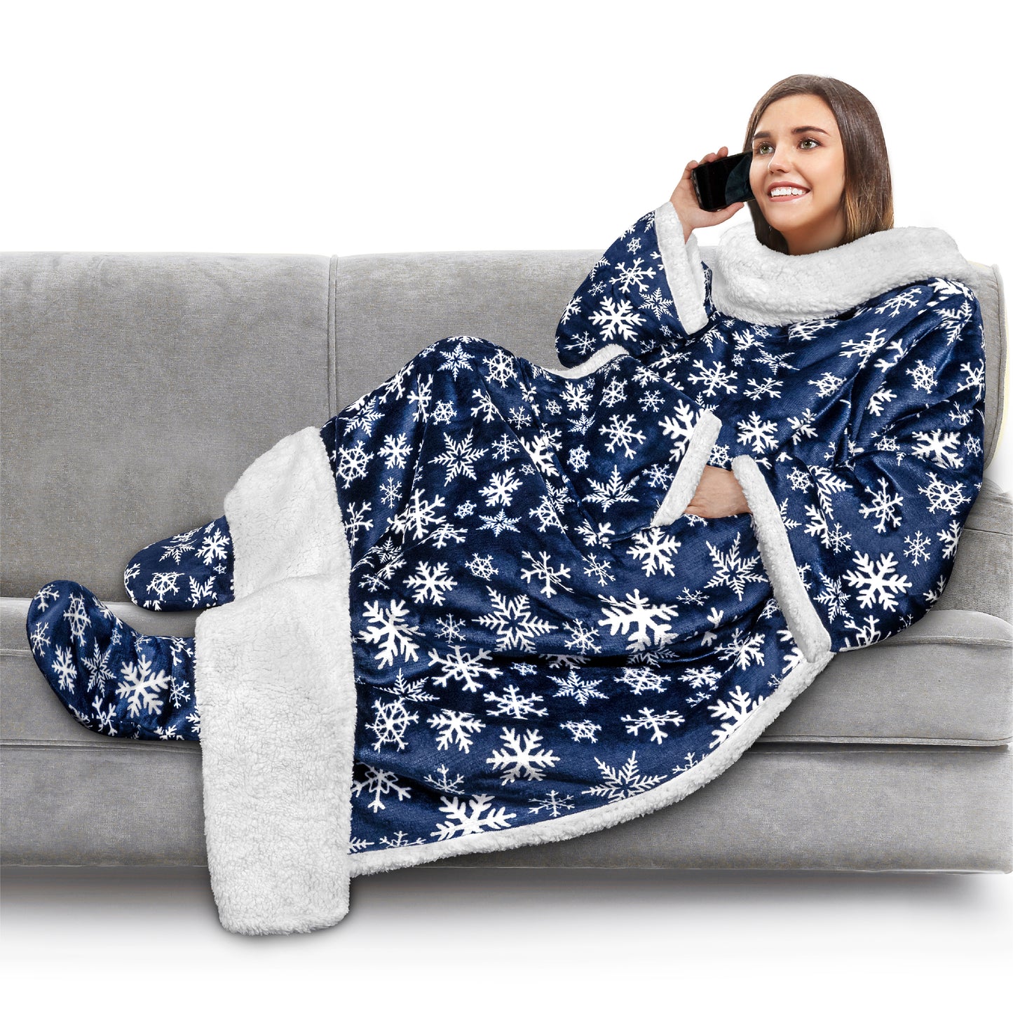 Blanket with Sleeves - Foot Pockets