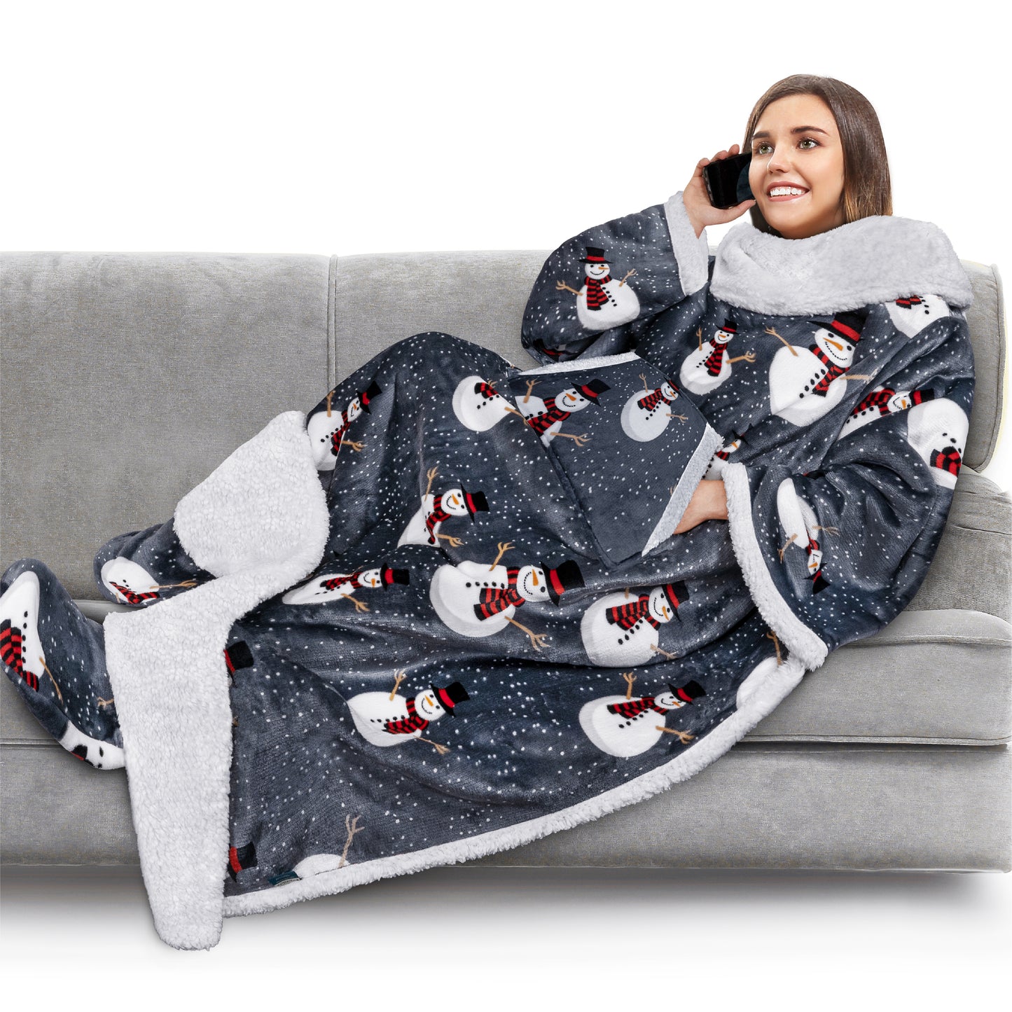 Blanket with Sleeves - Foot Pockets