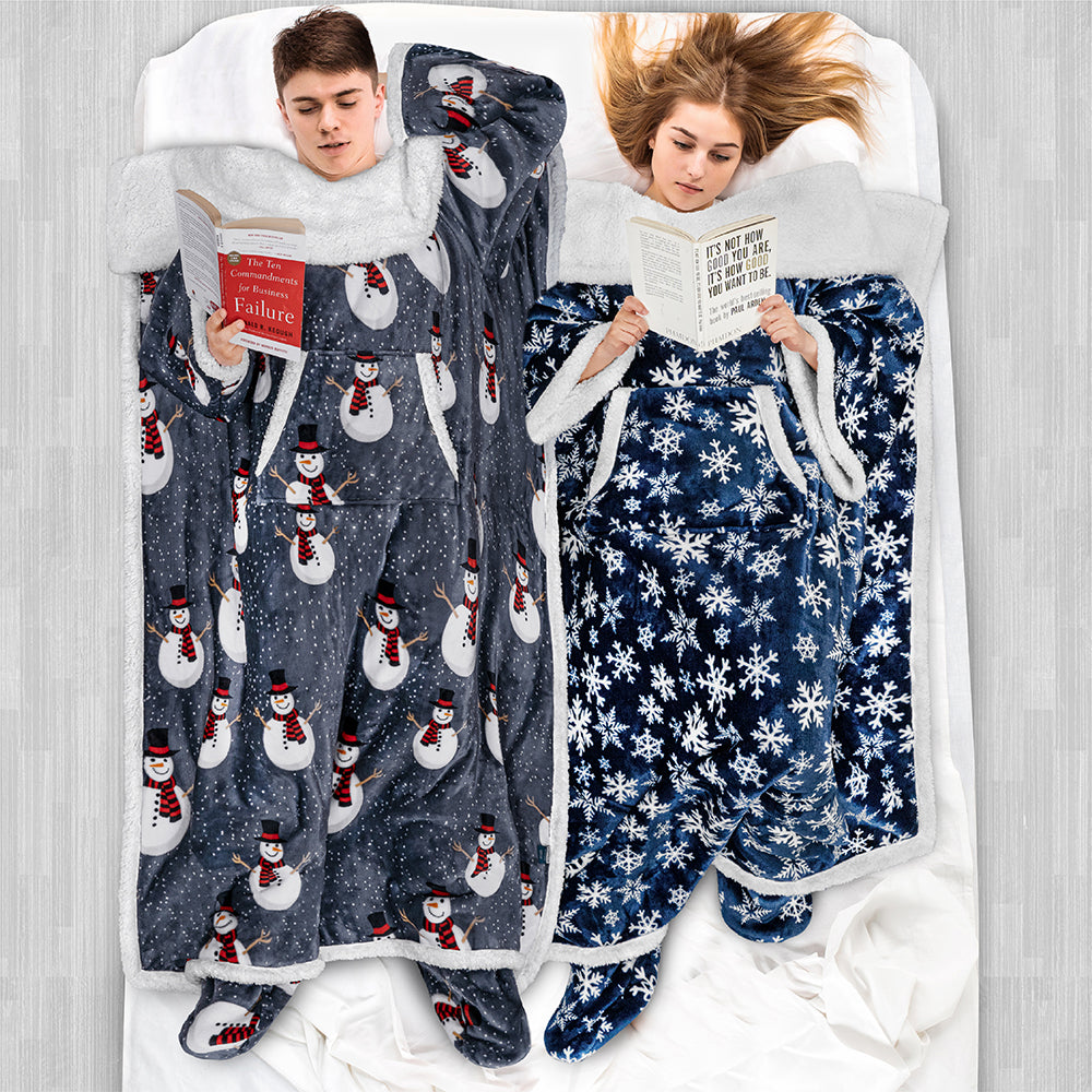Blanket with Sleeves - Foot Pockets